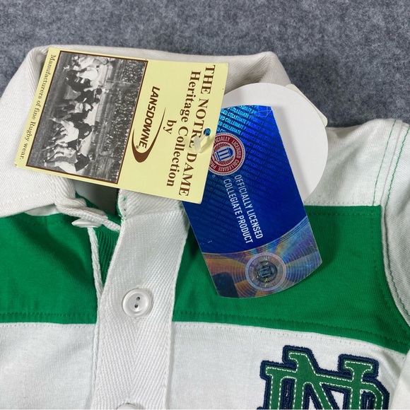 NWT Infant Boys Notre Dame Romper Green and White Striped Age 1-2, (12M-24M) - Picture 9 of 12